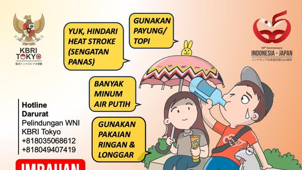 Infografis jaga sehat saat musim panas di Jepang