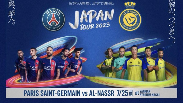 Poster promosi laga pramusim PSG Vs Al Nasssr tak menampilkan Mbappe. (Foto: Istimewa)