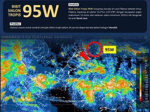 Bibit Siklon Tropis 95W Terpantau, Ini Penjelasan BMKG dan Dampaknya