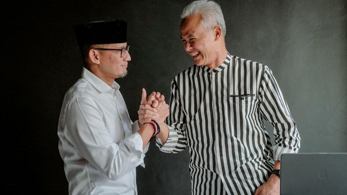 Ganjar Pranowo dan Sandiaga Uno bertemu di Podcast Kaesang. (Dok. Istimewa)