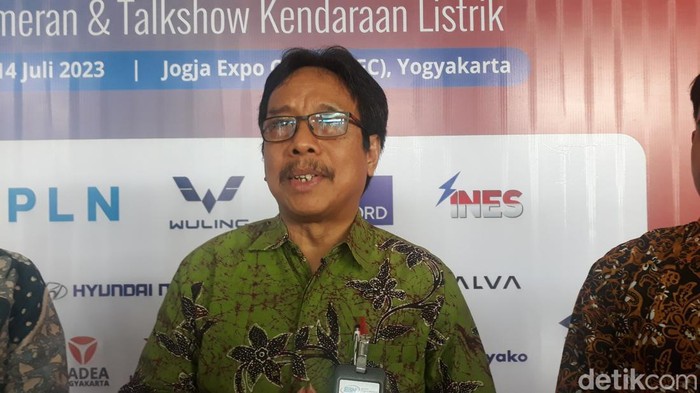 Kepala Badan Standardisasi Nasional (BSN) Kukuh S Achmad di acara Electric Vehicle Standar Expo (EVSE) di Jogja Expo Center (JEC), Rabu (12/7/2023).