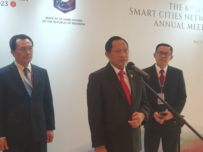 Menteri Dalam Negeri (Mendagri) Tito Karnavian seusai pembukaan event “Opening Ceremony of The 6th ASEAN Smart Cities Network Annual Meeting” di Intercontinental Bali Resort, Jimbaran, Badung, Rabu (12/7/2023). (Ronatal Siahaan/detikBali).