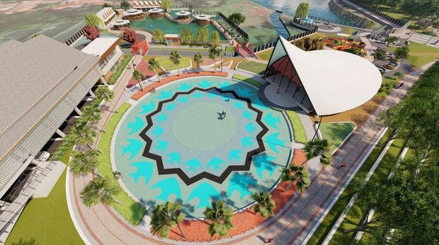 Desain taman alun-alun hutan kota Depok