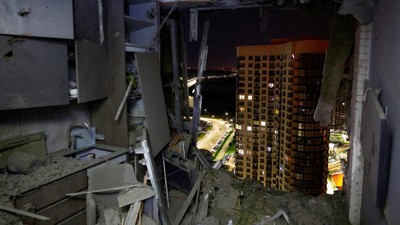 Drone Rusia Hantam Apartemen di Kyiv Ukraina