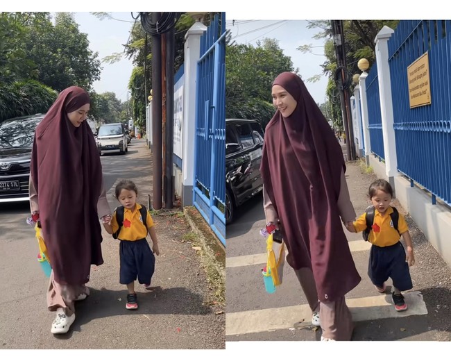 Usai menjalani ibadah haji, di akun Instagram Story Zaskia Mecca terlihat memakai khimar ketika mengantar anak sekolah. Postingan istri Hanung Bramantyo itu ketika curhat dirinya mengenakan hijab syari, sudah mendapatkan 77.650 Likes dan langsung mendapatkan dukungan dari warganet. Ada yang curhat pengalaman yang sama dan kagum dengan penampilan Zaskia Mecca. Iya mbak .... miris sekali dengan mindset orang Indonesia ... kalau panjang jilbab equivalent dengan keimanan. Bahkan kalau jilbab pendek dikatakan Ikhwit ... bukan akhwat ... Mudah-mudahan kita diberikan istiqomah dan selalu menjadi diri kita sendiri, ucap pengguna Instagram @irfi72. Tambah cantiiik yang pasti pakai pakaian seperti ini bia❤❤, puji akun @dian_wibawani20. Foto: Dok. Instagram @zaskiadyamecca.