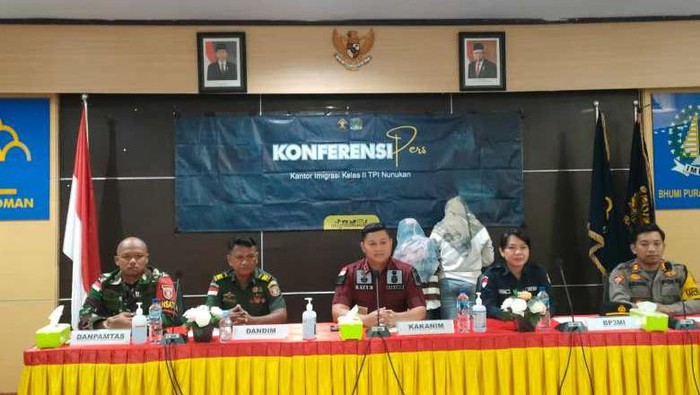 Kantor Imigrasi Nunukan saat menggelar konferensi pers terkait kasus TPPO.