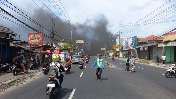 Kebakaran di Desa Telukan, Kecamatan Grogol, Kabupaten Sukoharjo, Kamis (13/7/2023).