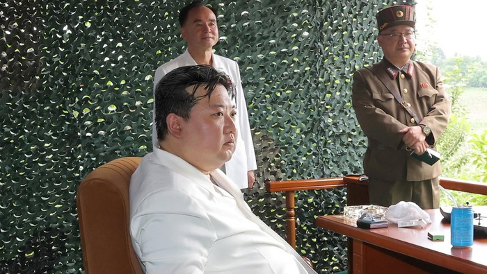 Hwasong-18 intercontinental ballistic missile is launched from an undisclosed location in North Korea in this image released by North Korea's Korean Central News Agency on July 13, 2023. KCNA via REUTERS    ATTENTION EDITORS - THIS IMAGE WAS PROVIDED BY A THIRD PARTY. REUTERS IS UNABLE TO INDEPENDENTLY VERIFY THIS IMAGE. NO THIRD PARTY SALES. SOUTH KOREA OUT. NO COMMERCIAL OR EDITORIAL SALES IN SOUTH KOREA.
