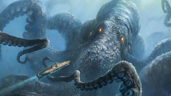 Cumi-cumi raksasa Kraken: Cumi-cumi raksasa atau sering dijuluki kraken memang benar ada, walau ukurannya masih misterius. Tahun 1870, seekor cumi-cumi raksasa terdampar di Selandia Baru. Mantel cumi-cumi itu, yang berbentuk kerucut di atas kepalanya, panjangnya lebih dari 2,7 meter. Dengan temuan itu, ilmuwan menyimpulkan cumi-cumi raksasa bisa mencapai panjang antara 6 hingga 27 meter. Masih banyak yang belum diketahui mengenai hewan ini. Foto: Demonic Paradise