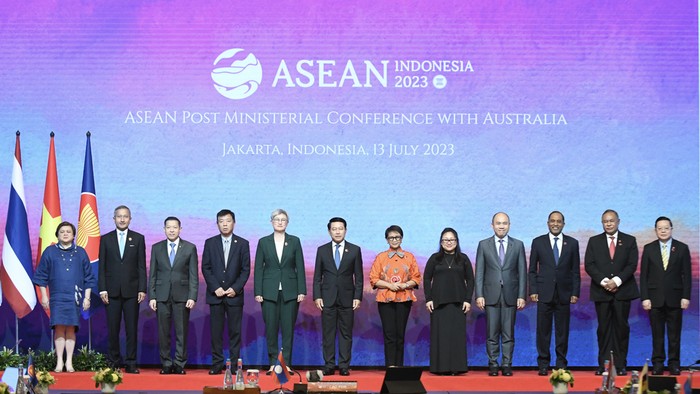 Post Ministerial Conference (PMC) ASEAN dengan Menlu Australia Penny Wong di Hotel Shangri-la, Jakarta (dok. Kemlu)
