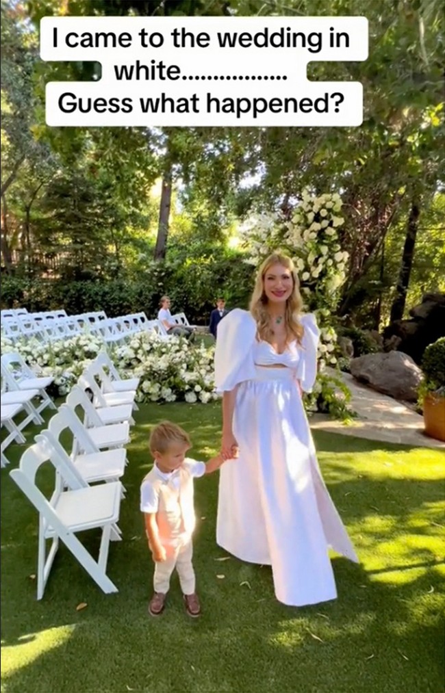 Alasannya karena ada aturan tak tertulis bahwa tamu tidak seharusnya pakai busananya yang menyaingi penampilan pengantin. Foto: TikTok