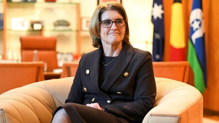 Deputy Governor of the Reserve Bank of Australia (RBA) Michele Bullock speaks during Senate Estimates at Parliament House in Canberra, Australia, February 15, 2023. AAP Image/Lukas Coch via REUTERS ATTENTION EDITORS - THIS IMAGE WAS PROVIDED BY A THIRD PARTY. NO RESALES. NO ARCHIVE. AUSTRALIA OUT. NEW ZEALAND OUT. NO COMMERCIAL OR EDITORIAL SALES IN NEW ZEALAND. NO COMMERCIAL OR EDITORIAL SALES IN AUSTRALIA.