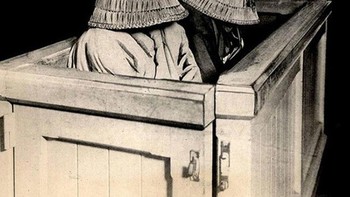 Wanita Jepang di ruang sidang Tokyo menutupi wajah mereka karena malu. Foto: History daily