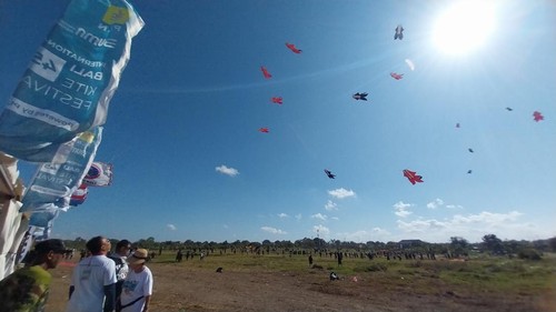 Bali International Kite Festival ke-45 di Pantai Padang Galak, Sanur, Denpasar, Sabtu (15/7/2023). (Rizki Setyo Samudero)