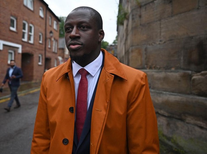 French footballer Benjamin Mendy returns to Chester Crown Court in Chester, north-west England, after the lunch break on July 14, 2023. Mendy is facing a retrial for two alleged sexual offences, six months after a jury cleared him of multiple other counts. (Photo by Oli SCARFF / AFP)