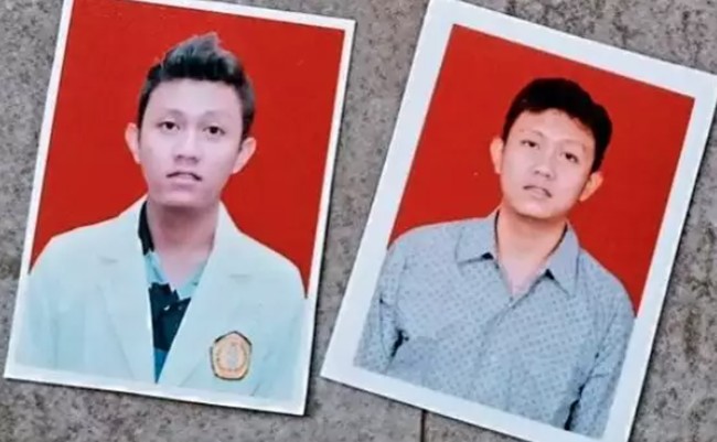 Denny Caknan yang telah menikahi Bella Bonita terlihat berbeda dalam pasfoto kuliah dulu, terutama tatanan gaya rambutnya yang dibuat jambul. Foto: Instagram @njanatunsiti