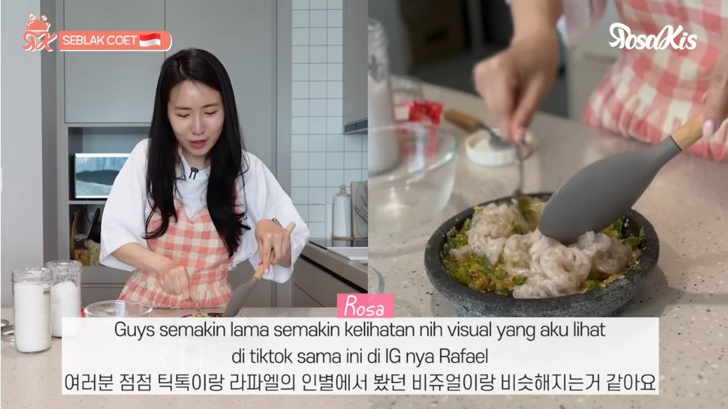 YouTuber Korea Rosakis cobain bikin seblak ala Rafael Tan dan menyantapnya dengan nasi