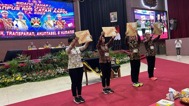 Sidang hasil pemeriksaan administrasi, kesehatan, psikologi dan mental serta ideologi calon taruna Akademi Kepolisian (catar Akpol) 2023, Sabtu (15/7/2023).