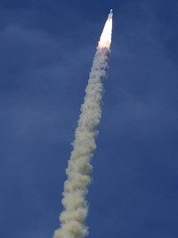 Indian spacecraft Chandrayaan-3, the word for moon craft in Sanskrit, blasts off from the Satish Dhawan Space Centre in Sriharikota, India, Friday, July 14, 2023. The Indian spacecraft blazed its way to the far side of the moon Friday in a follow-up mission to its failed effort nearly four years ago to land a rover softly on the lunar surface, the countrys space agency said. A successful landing would make India the fourth country, after the United States, the Soviet Union, and China, to achieve the feat. (AP Photo/Aijaz Rahi)