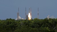 Indian spacecraft Chandrayaan-3, the word for moon craft in Sanskrit, blasts off from the Satish Dhawan Space Centre in Sriharikota, India, Friday, July 14, 2023. The Indian spacecraft blazed its way to the far side of the moon Friday in a follow-up mission to its failed effort nearly four years ago to land a rover softly on the lunar surface, the countrys space agency said. A successful landing would make India the fourth country, after the United States, the Soviet Union, and China, to achieve the feat. (AP Photo/Aijaz Rahi)