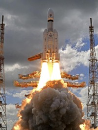 In this photo released by the Indian Space Research Organisation (ISRO), Indian spacecraft Chandrayaan-3, the word for “moon craft” in Sanskrit, lifts off from Sriharikota, India. The spacecraft blazed its way to the far side of the moon Friday in a follow-up mission to its failed effort nearly four years ago to land a rover softly on the lunar surface, the countrys space agency said. A successful landing would make India the fourth country, after the United States, the Soviet Union, and China, to achieve the feat. (Indian Space Research Organisation via AP)