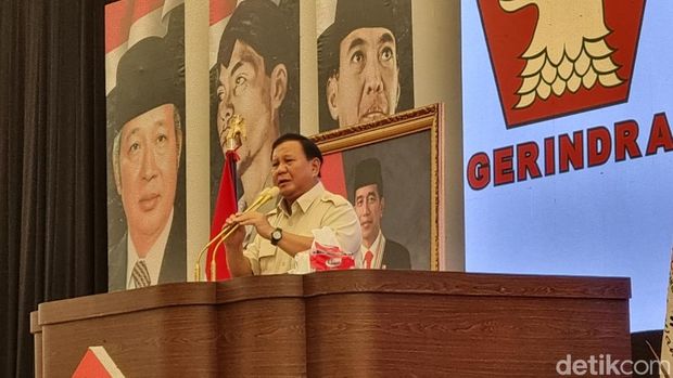 Prabowo di acara konsolidasi kader Gerindra Jakarta Timur.