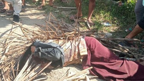 Pria di Sekotong dihakimi warga karena diduga telah menghamili anak kandungnya, Minggu (16/7/2023). (Foto: istimewa)