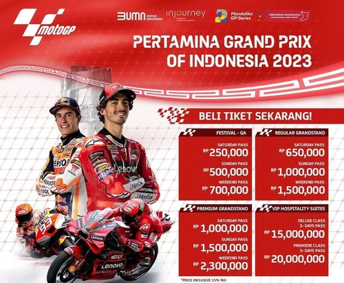 Harga Tiket MotoGP Mandalika 2023.