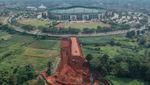Foto udara Proyek Akses Jalan Baru di Stadion Pakansari