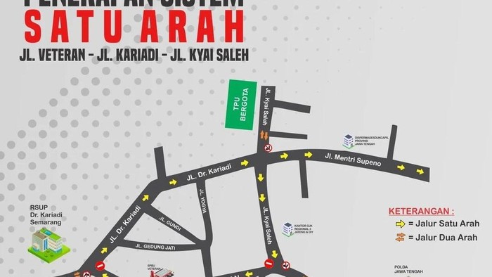 Penerapan satu arah di sebagian jalan di Semarang.