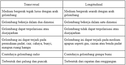 Perbedaan Antara Gelombang Transversal dan Longitudinal