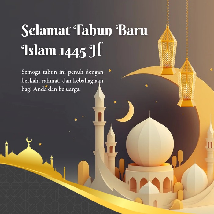 10 Poster Ucapan Selamat Tahun Baru Islam 1445 H, Yuk Kirim ke Kerabat!