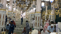 Area ini juga disebut sebagai tempat doa yang mustajab. Raudhah sangat unik dan dicari oleh kaum muslim dari seluruh dunia karena di sanalah Nabi Muhammad SAW menerima wahyu, memimpin sholat berjamaah, dan melakukan ibadah. (Foto: Doni Wahyudi/detikcom)