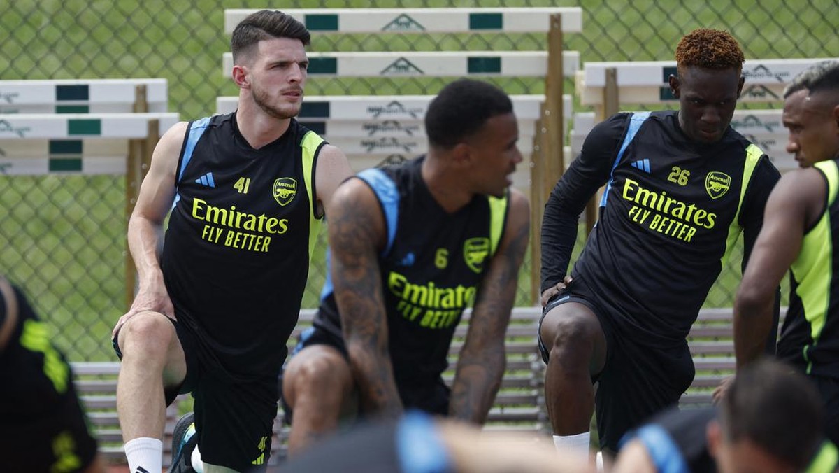 Declan Rice (kiri) digadang-gadang jadi kapten masa depan Arsenal. (Foto: USA TODAY Sports via Reuters Con/Geoff Burke)