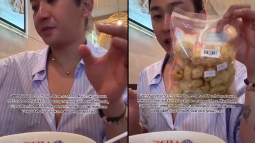 Jovi Adhiguna dikritik karena makan bakso halal dicampur kerupuk babi