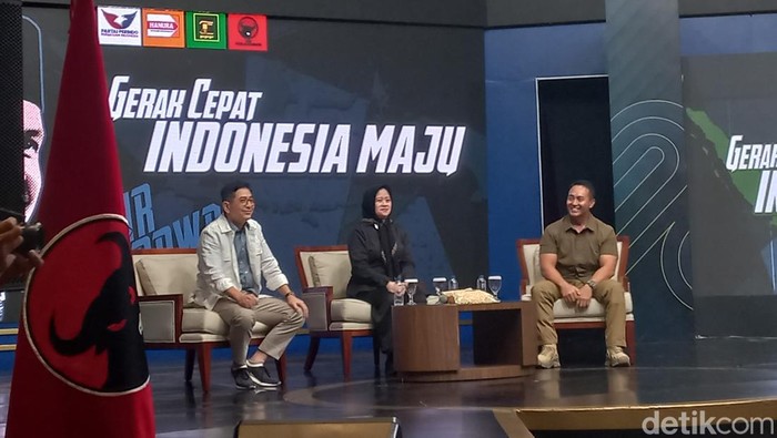 Ketua DPP PDIP Puan Maharani di acara pelatihan juru kampanye Bacapres Ganjar Pranowo di kawasan Kebon Sirih, Jakarta Pusat (Anggi/detikcom)