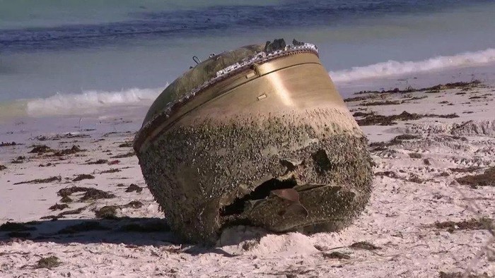 The mysterious object washed up off western Australia, about 250km north of Perth. (Reuters)
