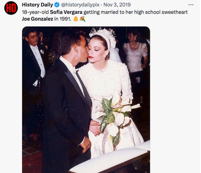 Pernikahannya dengan pria bernama Joe Gonzalez itu tidak bertahan lama. Dua tahun setelah menikah, di usia 20, Sofia dan Joe bercerai. Foto: dok. Twitter