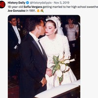 Pernikahannya dengan pria bernama Joe Gonzalez itu tidak bertahan lama. Dua tahun setelah menikah, di usia 20, Sofia dan Joe bercerai. Foto: dok. Twitter