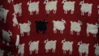Pada tahun 1979, desainer Sally Muir dan Joanna Osborne melalui label pakaian rajut mereka, Warm & Wonderful, menciptakan sweater rajutan berwarna merah terang yang dihiasi motif deretan domba putih dan satu domba hitam di bagian depan. Tampilan Diana menggunakan sweater itu menjadi perbincangan dan mempopulerkan bisnis pakaian kecil tersebut. (AP Photo/Frank Augstein)  