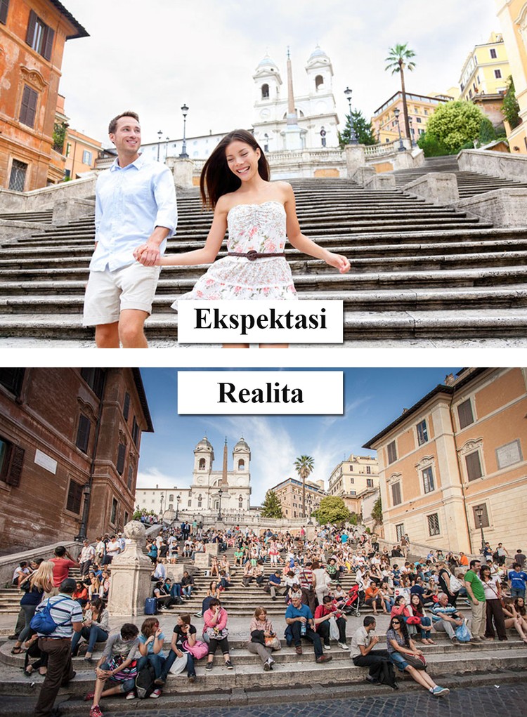 Ekspektasi vs Realita Ketika Traveling, Kirain Sepi Ternyata... Saat akan jalan-jalan bersama dengan keluarga, yang ada dibenak kita pasti tempatnya bakal sepi sesuai dengan foto yang dibagikan orang-orang. Tapi ternyata...