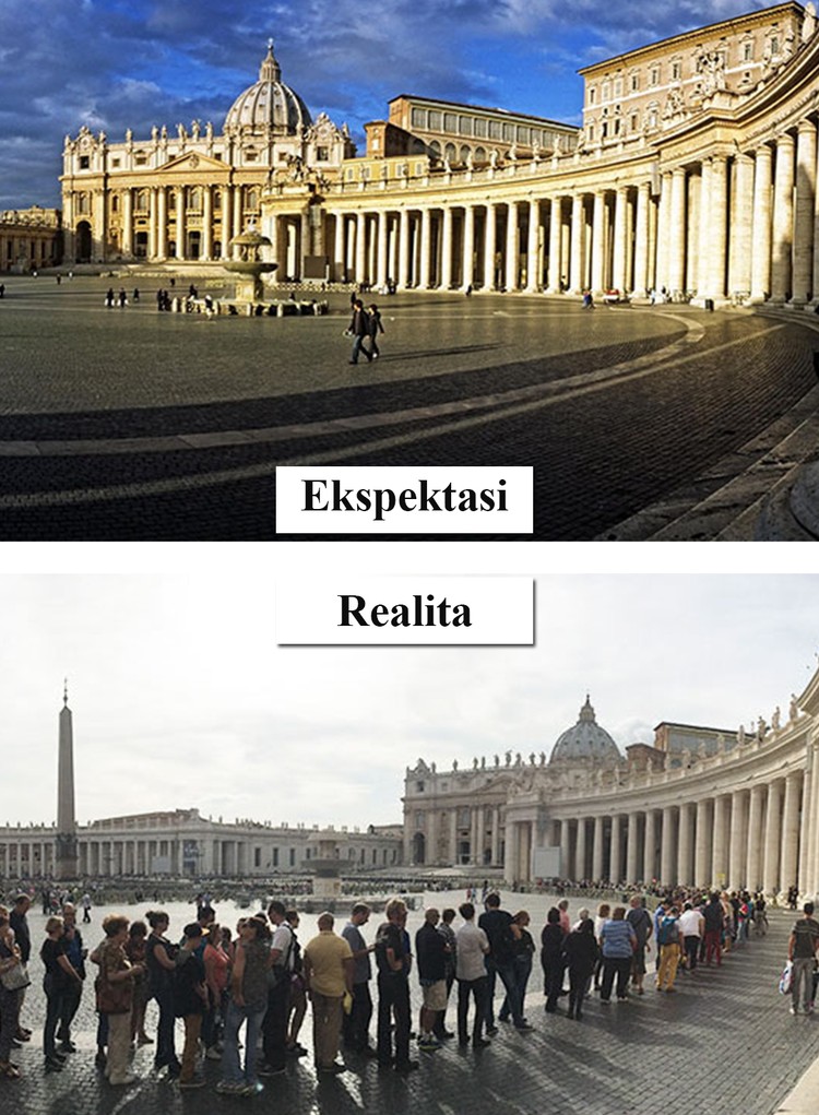Ekspektasi vs Realita Ketika Traveling, Kirain Sepi Ternyata... Saat akan jalan-jalan bersama dengan keluarga, yang ada dibenak kita pasti tempatnya bakal sepi sesuai dengan foto yang dibagikan orang-orang. Tapi ternyata...