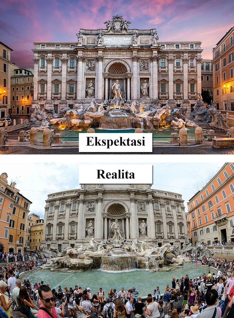 Ekspektasi vs Realita Ketika Traveling, Kirain Sepi Ternyata... Saat akan jalan-jalan bersama dengan keluarga, yang ada dibenak kita pasti tempatnya bakal sepi sesuai dengan foto yang dibagikan orang-orang. Tapi ternyata...