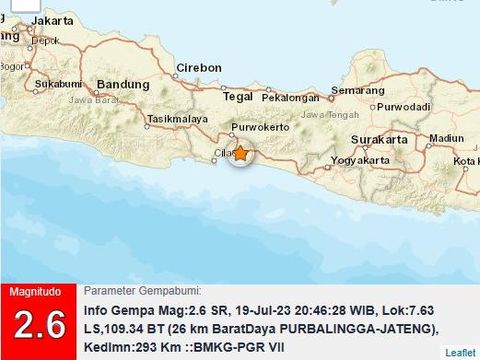 Gempa M 2,6 Purbalingga, Rabu (19/7/2023).