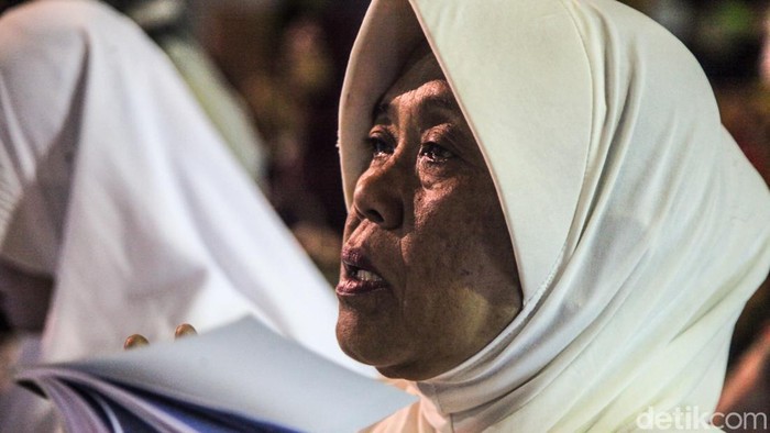 Jemaah mengikuti peringatan tahun baru Hijriah di JIC, Jakarta Utara, Rabu (19/7/2023).