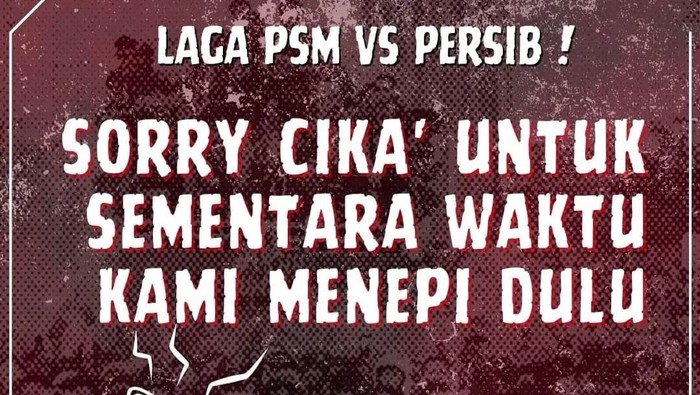 Aliansi Mattoanging menepi pada laga PSM Makassar Vs Persib Bandung di Stadion Gelora BJ Habibie, Parepare.