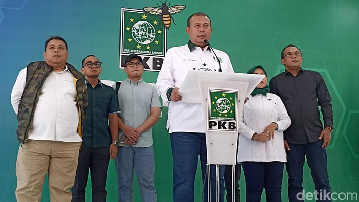 Ketua Fraksi PKB DPR RI Cucun A Syamsurijal dalam konferensi pers di Kantor DPP PKB, Cikini, Jakarta Pusat, Kamis (20/7/2023). (Tiara Aliya Azzahra).