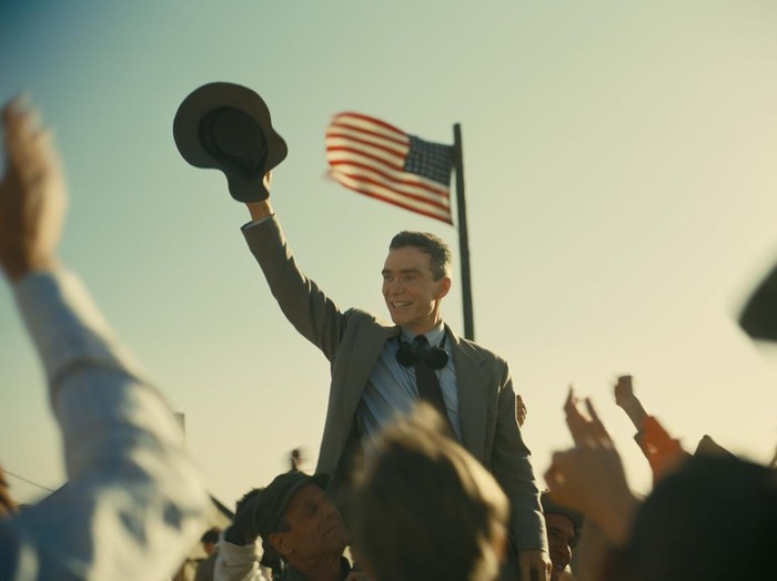 Cillian Murphy is J. Robert Oppenheimer in OPPENHEIMER, written, produced, and directed by Christopher Nolan.