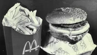 Tampilan menu yang ditawarkan oleh McDonalds zaman dulu. Kemasan kentang masih dipertahankan sampai sekarang, hanya saja kotak burger mengalami perubahan. Foto: Getty Images