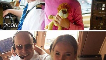 Potret yang bikin haru tahun 2006-2019 di mana sang anak mengikuti sang ayah menjadi pilot. Foto: Boredpanda